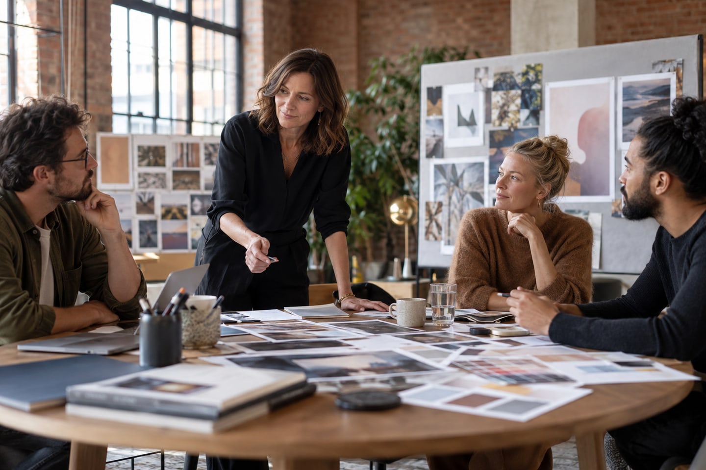 Creative Director bespricht mit ihrem Team die Bildwelt einer neuen Kampagne