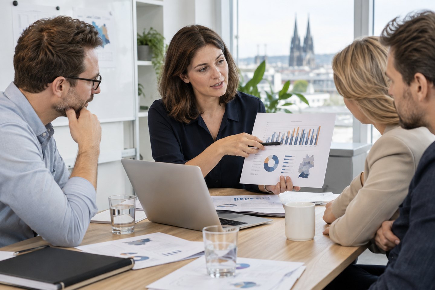 Meinungsforscher prüfen Stichprobenauswahl und Auswertungsdiagramme im Team Meinungsforscher prüfen Stichprobenauswahl und Auswertungsdiagramme im Team