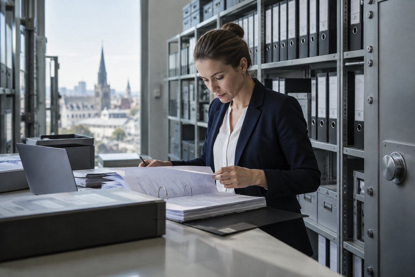 M&A-Spezialist prüft Finanzunterlagen für eine Due-Diligence-Analyse M&A-Spezialist prüft Finanzunterlagen für eine Due-Diligence-Analyse