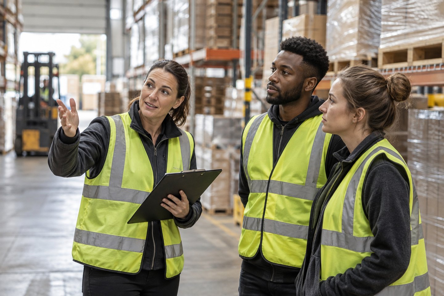 Personaldienstleisterin begleitet die Abstimmung eines Einsatzes in der Logistik Personaldienstleisterin begleitet die Abstimmung eines Einsatzes in der Logistik