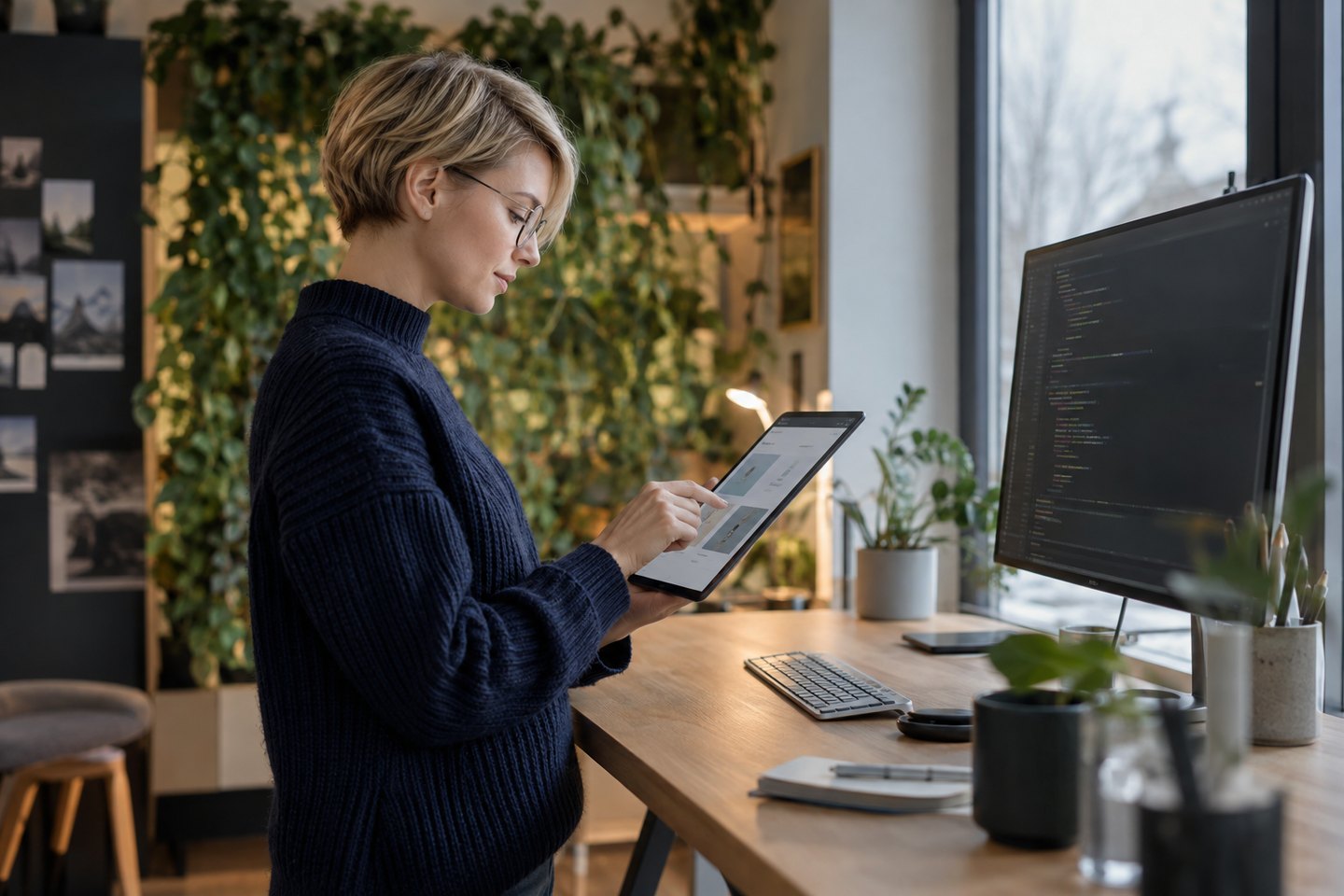 Programmiererin testet eine neue Anwendung vor der Freigabe Programmiererin testet eine neue Anwendung vor der Freigabe