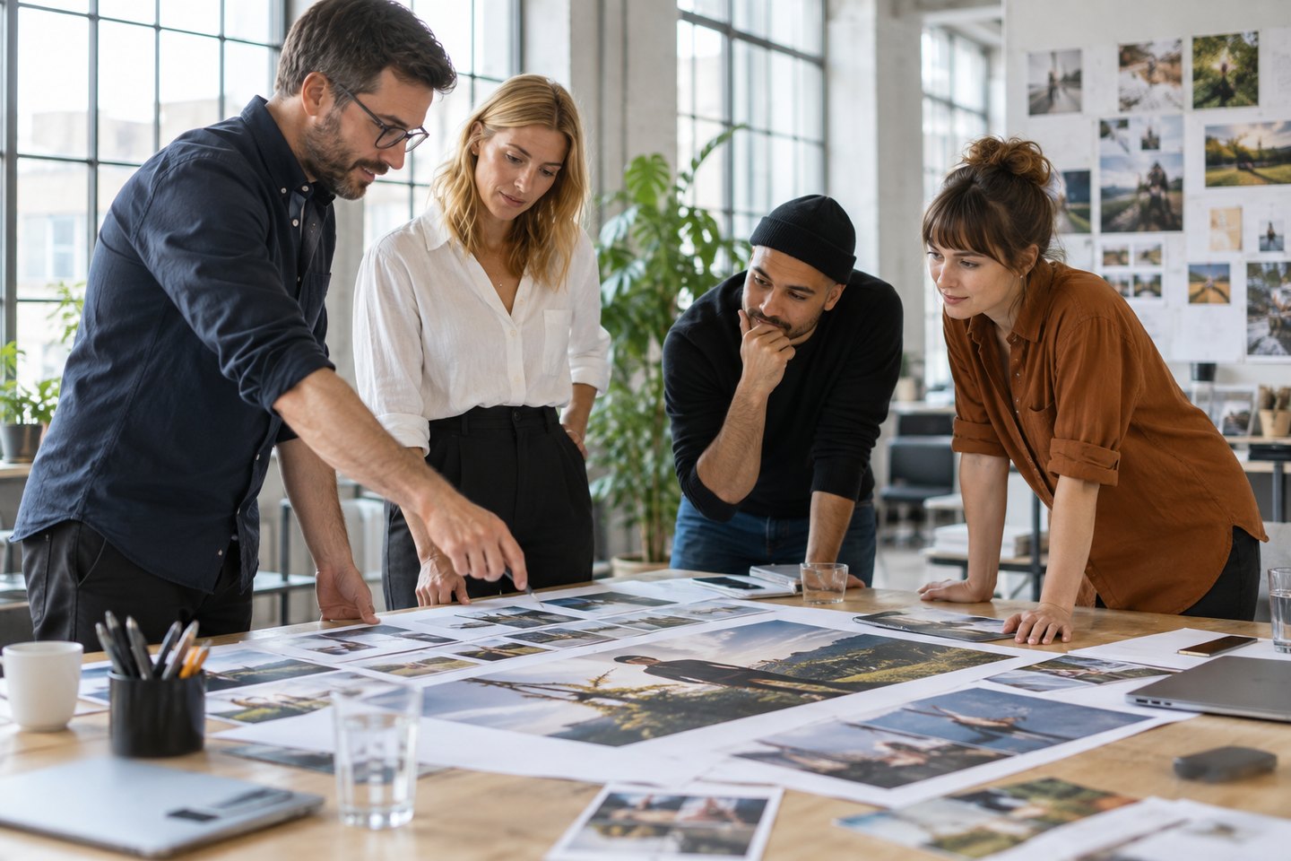 Team einer Werbeagentur bespricht die Gestaltung einer Kampagne Team einer Werbeagentur bespricht die Gestaltung einer Kampagne